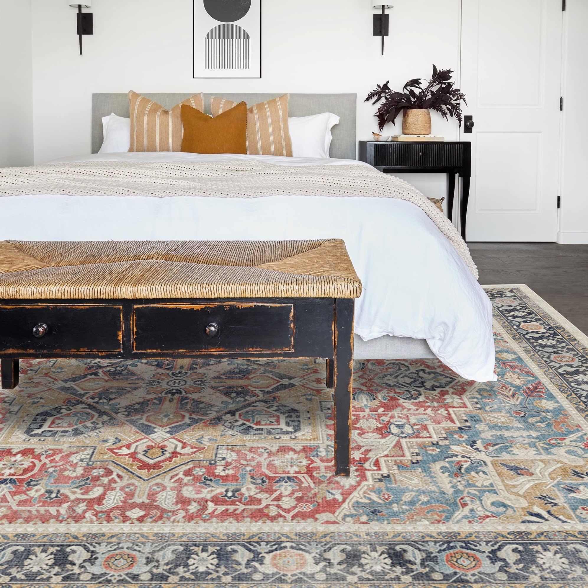 RUGGABLE RUGGABLE Kamran Washable Rug - Perfect Washable Area Rug for Living Room, Bedroom, Kids Room, Nursery - Stain & Water Resistant, Non-Slip, Pet & Child Friendly - Cayenne Red 10'x14' (Cushioned Pad)