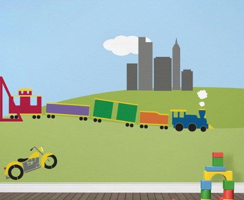 My Wonderful Walls Full 5 Piece Train Stencil for Painting a Train on The Walls of a Transportation Mural