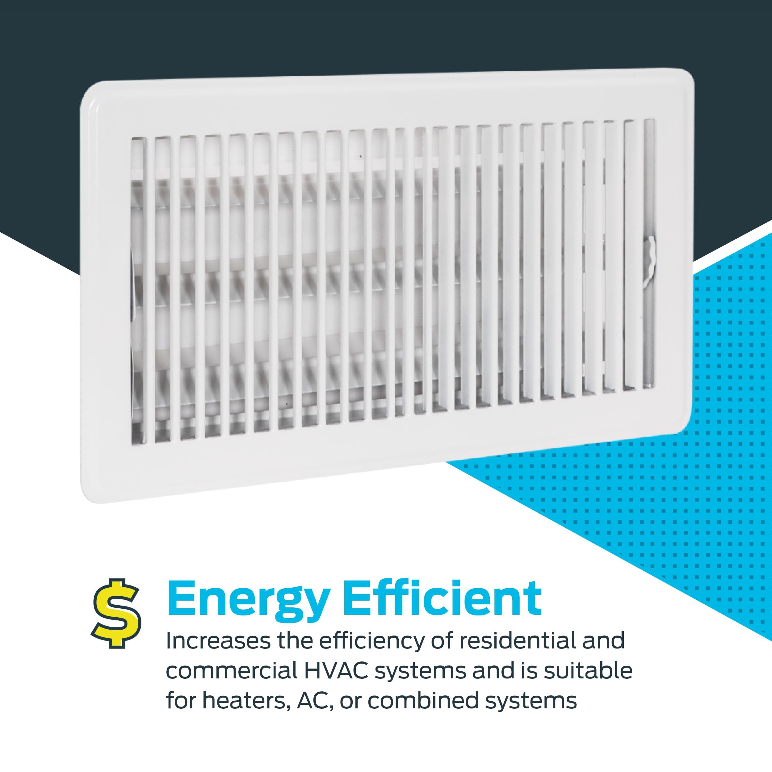 EZ-FLO EZ-FLO 6 x 12 Inch (Duct Opening) Floor Register Vent Cover, One-Way Ventilation Register Diffuser, Solid Steel HVAC Air Vent Cover, White, 61638
