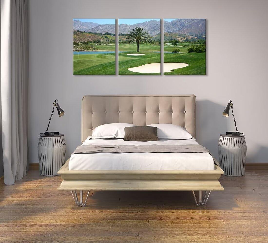 chenchenArt chenchenArt California Los Angeles Golf Course Wall Art for Living Room Bedroom Bathroom Home Decorations Los Angeles Golf Course Picture Poster Canvas Prints Framed Ready to Hang(20\'\'W x 28\'\'H x3)