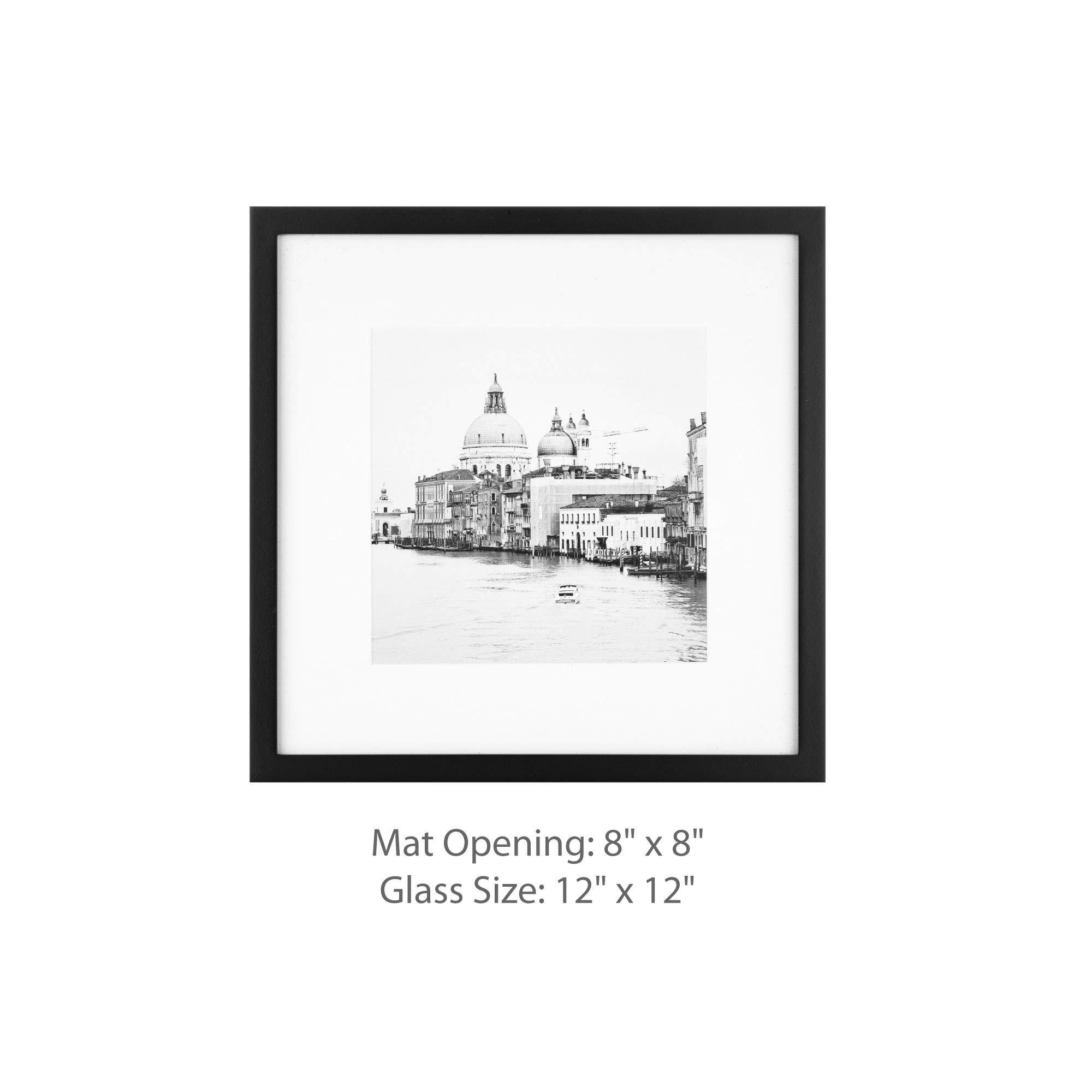 GALLERY PERFECT Gallery Perfect Black 12 Piece Square Photo Gallery Wall Picture Frame Set with Hanging Template, 16.5 x 10.2 x 16.7 inches