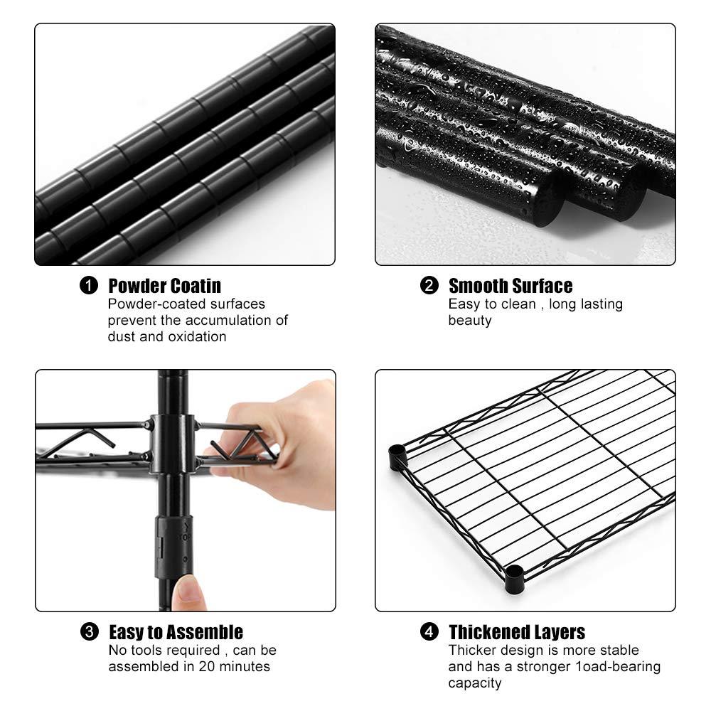 HHS 6 Tier Garage Shelving Heavy Duty 2100LBS Wire Metal Storage Shelves w/Height Adjustable Storage Rack & Casters, NSF Certified Shelving Unit 82"x48"x18", Black