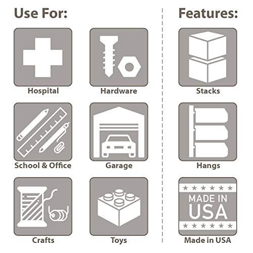 Akro-Mils Akro-Mils 30320 AkroBins Plastic Storage Bin Hanging Stacking Containers, (9-Inch x 33-Inch x 5-Inch), Blue, (4-Pack)