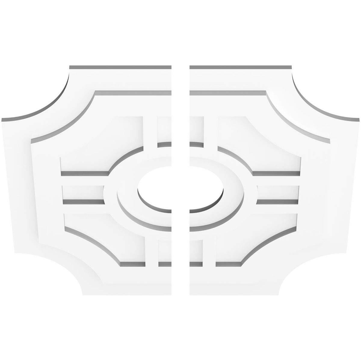 Ekena Millwork Ekena Millwork CMP24HS2-05000 Haus Architectural Grade PVC Contemporary, Two Piece Urethane Ceiling Medallions 24\"OD x 5\"ID x 8\"C x 1\"P