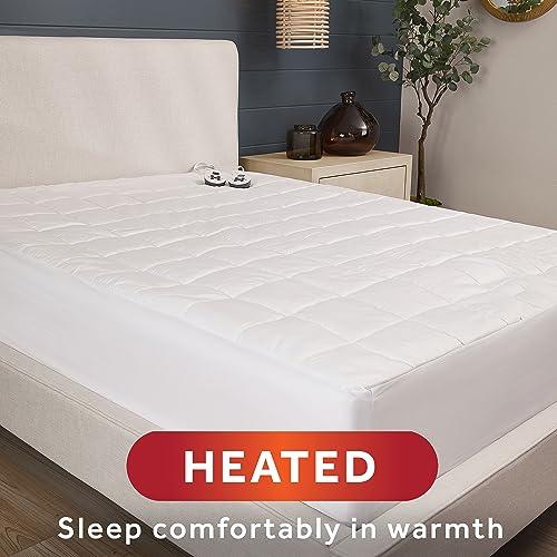 Sunbeam Sunbeam Premium Quilted Electric Heated Mattress Pad, 60\" x 80\", 12 Heat Settings, 12-Hour Auto Shut-Off, Machine Washable, Extra-Soft, White
