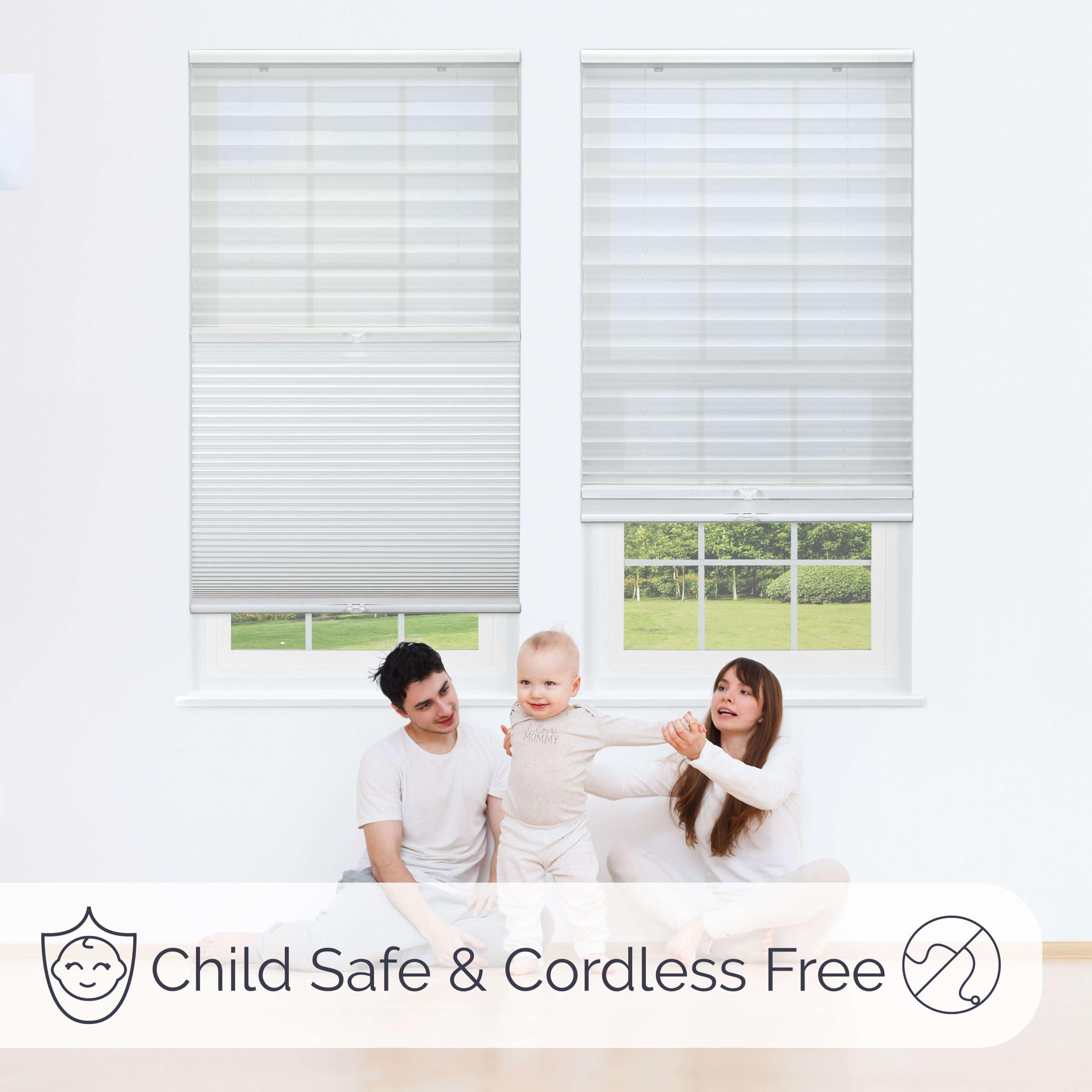 Linen AVENUE Linen Avenue Cordless Cellular Day/Night Shade 42 1/4 W x 48 H, White (Arrives 1/4" Narrower)