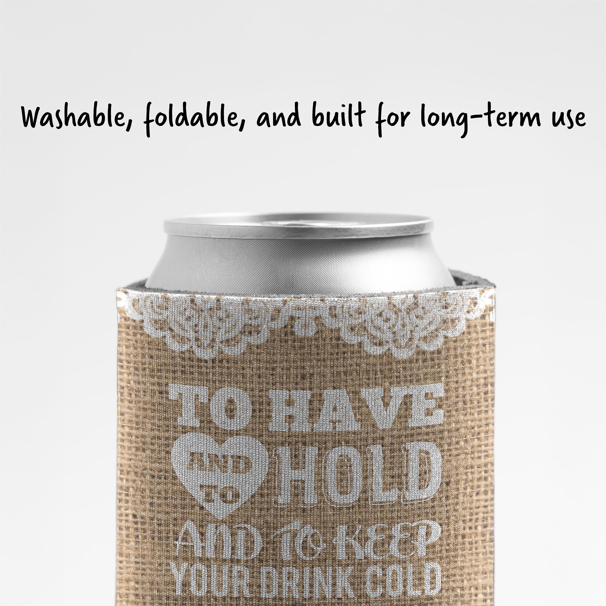 VictoryStore VictoryStore Can and Beverage Coolers: Custom Rustic Burlap To Have And To Hold Wedding Can Coolers (50)