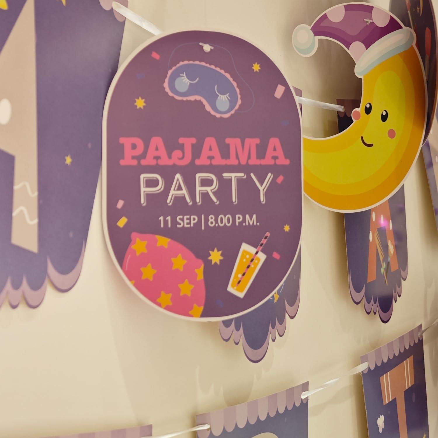 SKIRUP SKIRUP Slumber Party Favors Pajamas Theme Party Suit Pajama Party Decorations Includes Banner Hanging Swirls Cake Topper Balloons Cupcake Toppers Sleepover Party Supplies For Girls