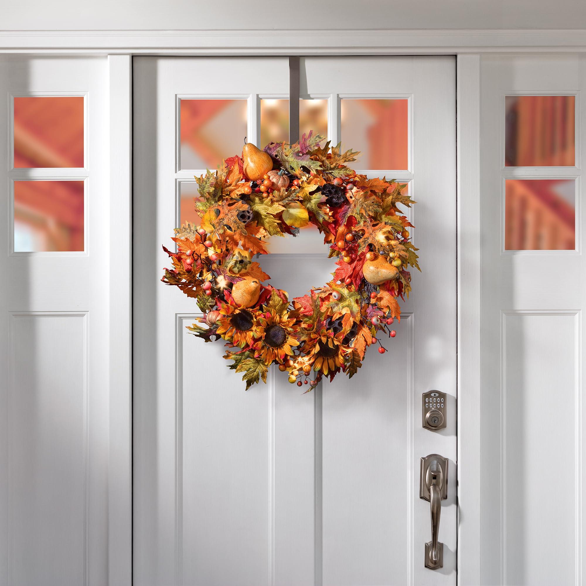 Haute Decor Haute Decor Adapt Adjustable Wreath Hanger, Top & Length Adjustable - Matte Brown - Strong Metal Wreath Holder Hook for Various Door Sizes