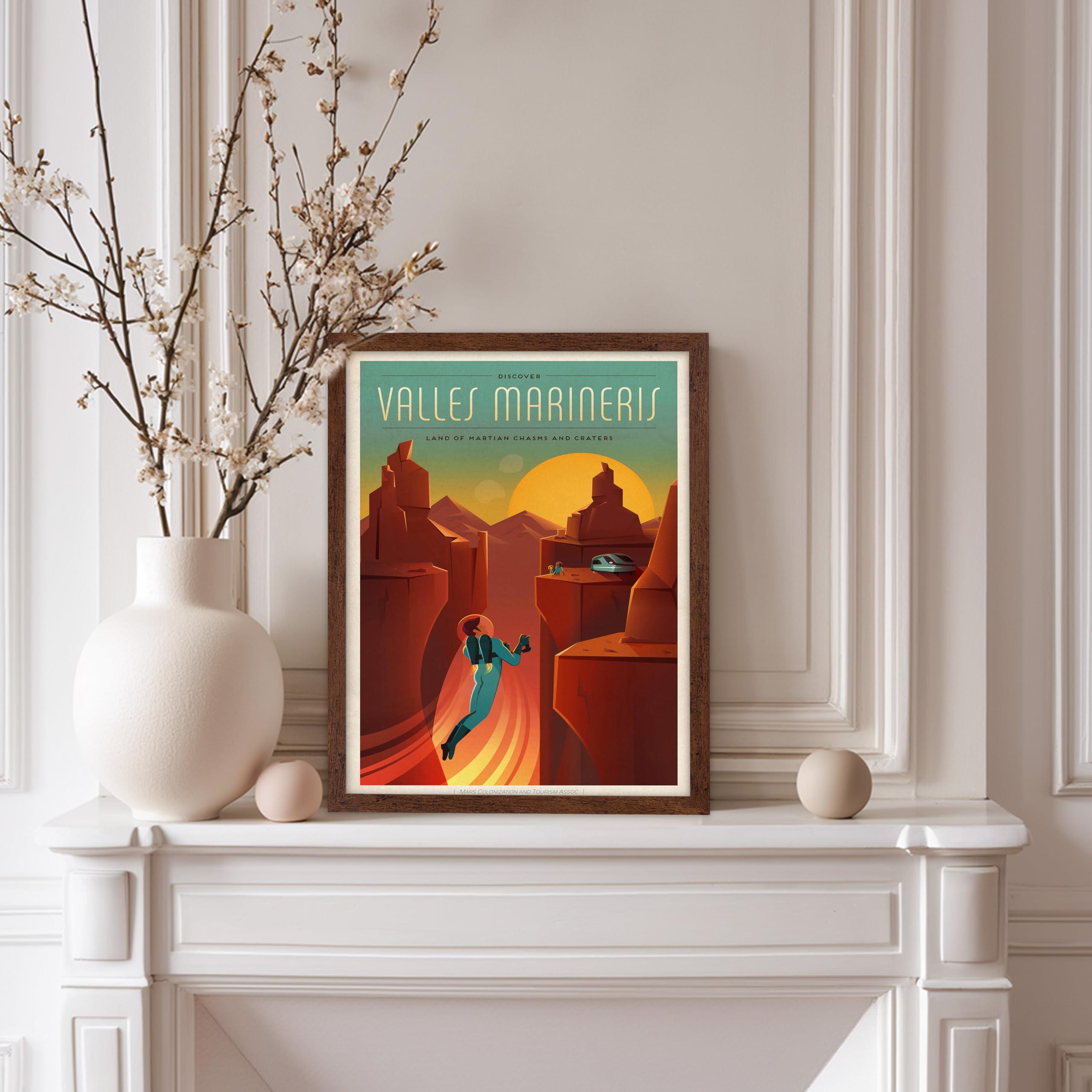Poster Master Poster Master Astronomy Poster - Valles Marineris Travel Poster - Gift for Astronomers and Space Exploration Enthusiasts - Wall Decor Home, Office, Living Room, 11x14 Brown Framed
