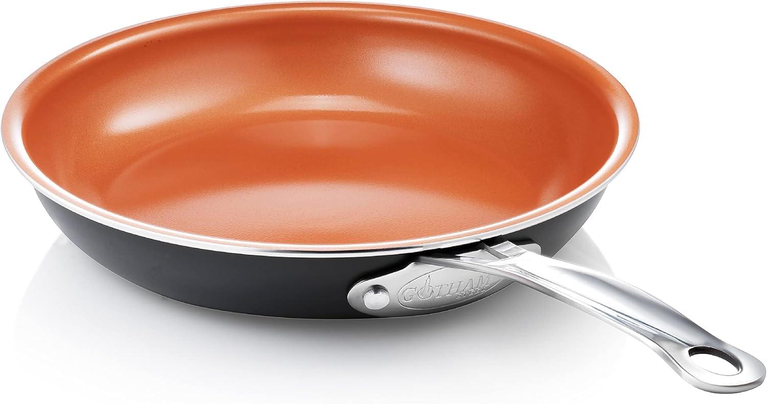 GOTHAM STEEL Gotham Steel 11 Inch Non Stick Frying Pan Nonstick Pan with Ceramic Copper Coating for Long Lasting Nonstick Frying Pan Skillet for Cooking with Stay Cool Handle, Oven/Dishwasher Safe, Non Toxic