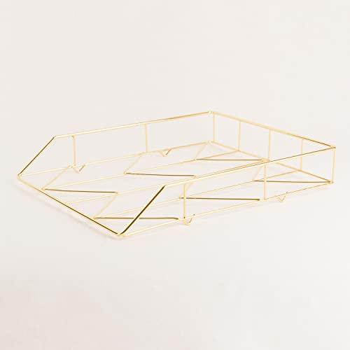 U Brands U Brands Desktop Letter Tray, Wire Metal, Gold