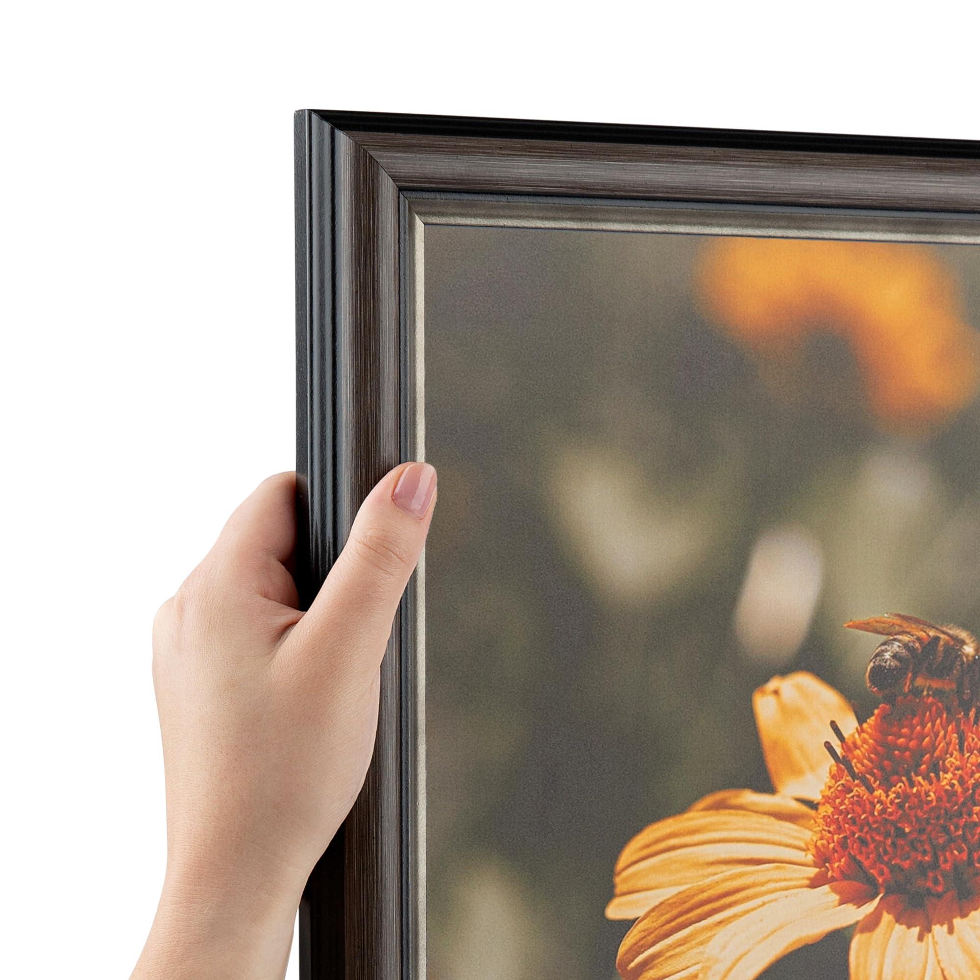 ArtToFrames ArtToFrames 14x40 Inch Gray Picture Frame, This 1.25 Inch Custom MDF Poster Frame is Grey and Black, Great for Your Art or Photos - Comes with Economy Acrylic