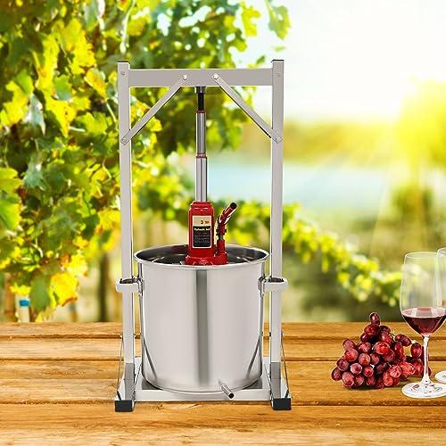 Gagalayong Gagalayong 22L Fruit Wine Press, Stainless Steel Cider Press with Hydraulic for Cider, Grape Wine Making Supplies and Equipment (Red) (red)