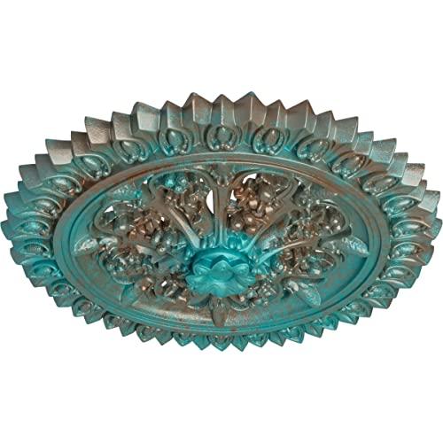 Ekena Millwork Ekena Millwork CM24LACGS Lariah Ceiling Medallion, 24 3/4\"OD 1 3/8\"ID x 3 1/4\"P, Hand-Painted Copper Green Patina