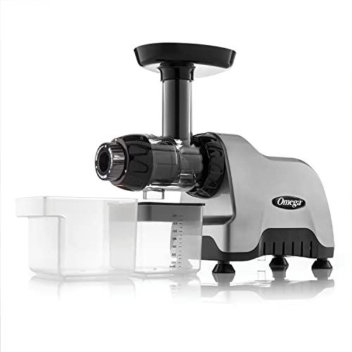 Omega Omega CNC80S Cold Press Juicer Machine, Vegetable and Fruit Juice Extractor and Nutrition System, Triple-Stage Slow Masticating Juicer, 200 W, Silver