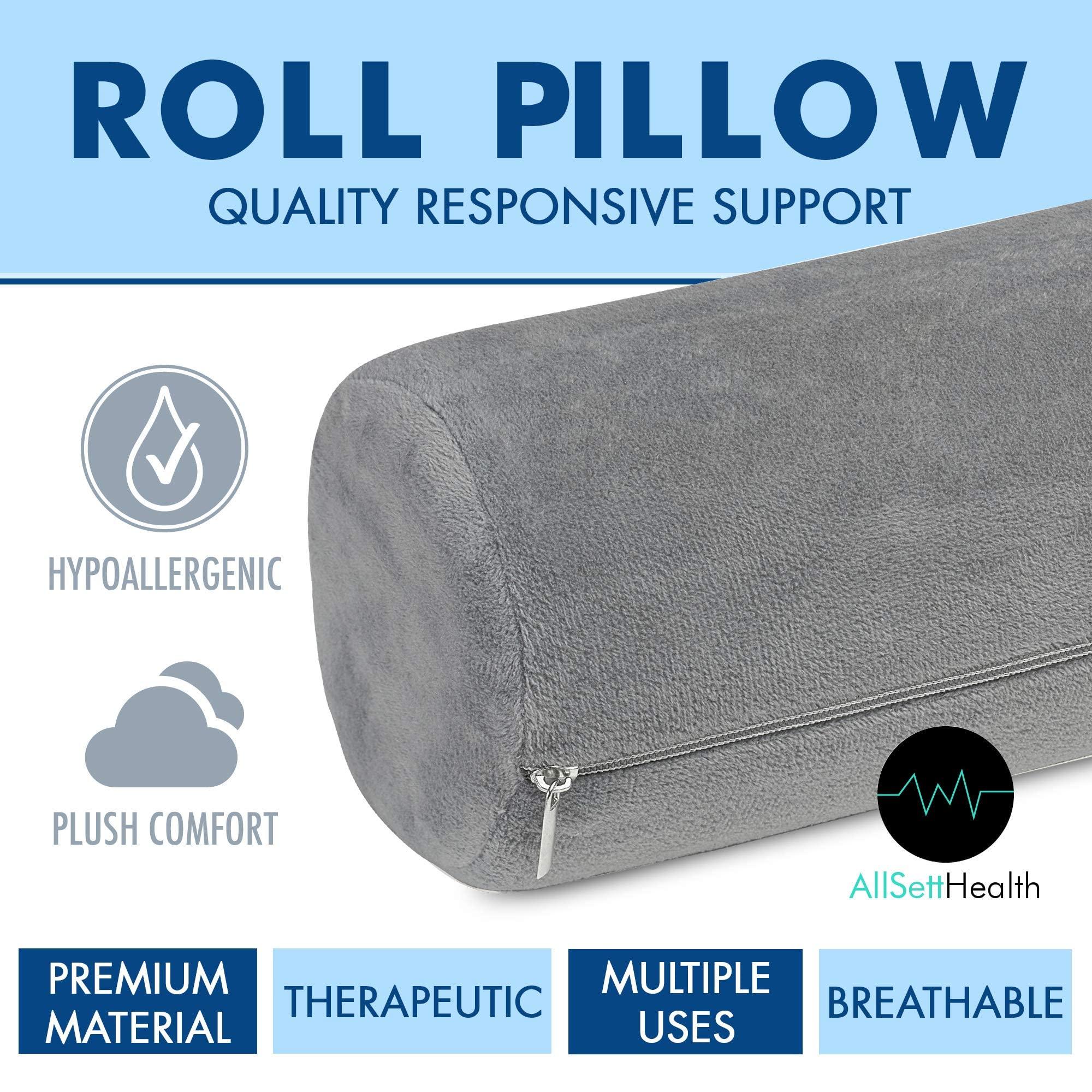 AllSett Health AllSett Health Cervical Neck Roll Memory Foam Pillow, Bolster Pillow, Round Neck Pillows Support for Sleeping | Bolster Pillow for Bed, Legs, Back and Yoga