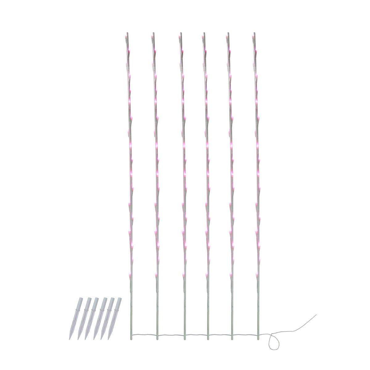 Northlight LED Lighted Branch Outdoor Christmas Lawn Stakes - Pink - 13.5\' White Wire - 6ct
