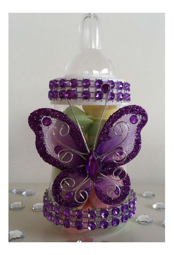 RANADID 12 Purple Fillable Butterfly Bottles Baby Shower Favors Prizes Girl Decorations