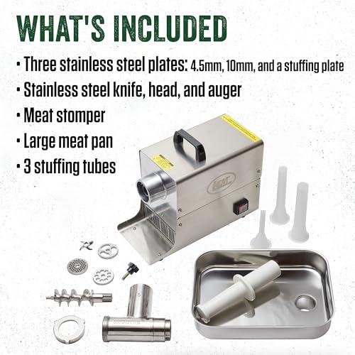 LEM LEM Products BigBite #8 Meat Grinder, 0.50 HP Stainless Steel Electric Meat Grinder Machine, Ideal for Regular Use