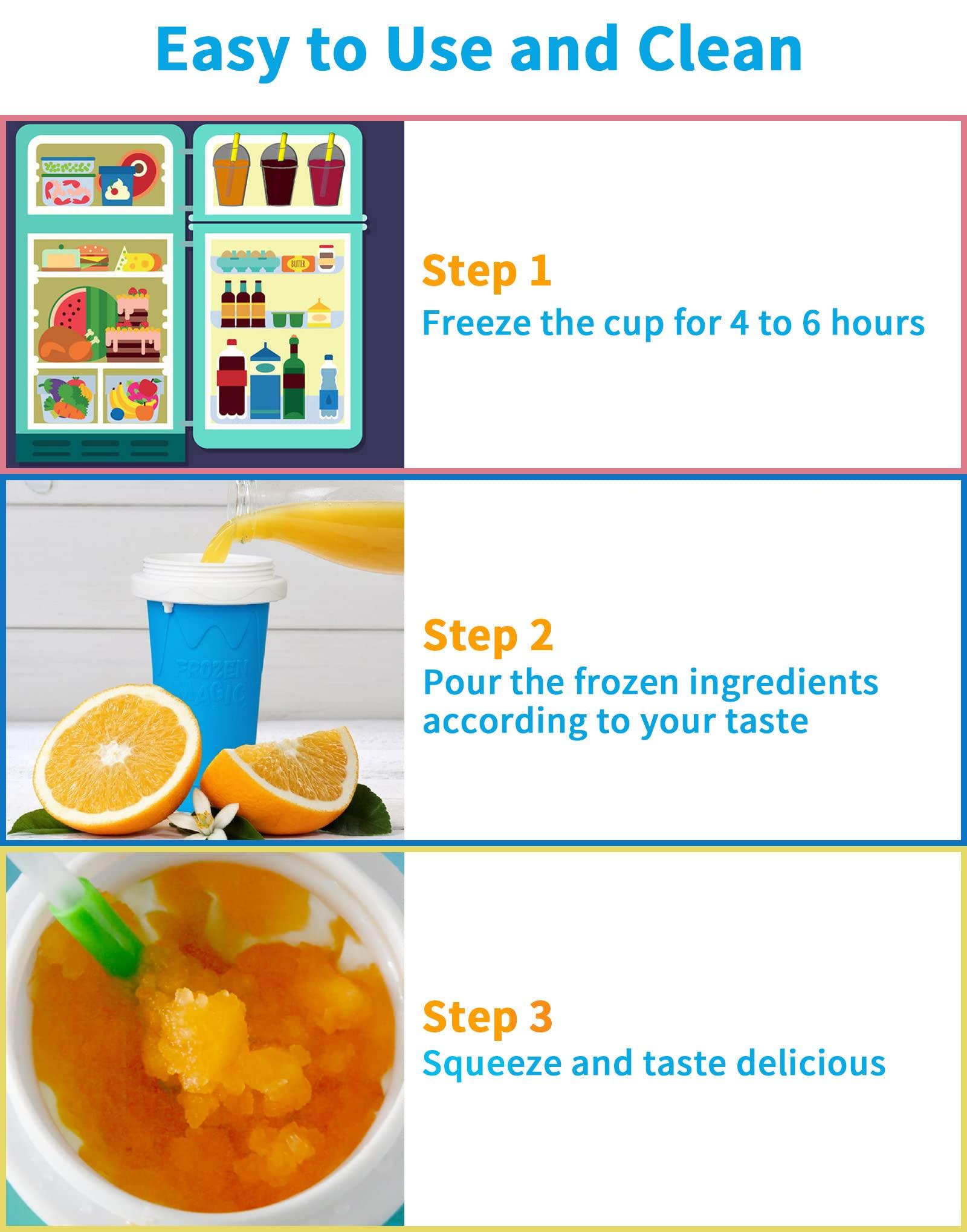 NUFR NUFR Slushie Maker, Large Capacity Magic Quick Frozen Smoothies Cup, Cooling Cup, Double Layer Squeeze Slushy Maker, Homemade Milk Shake Ice Cream Maker, DIY for Children and Family