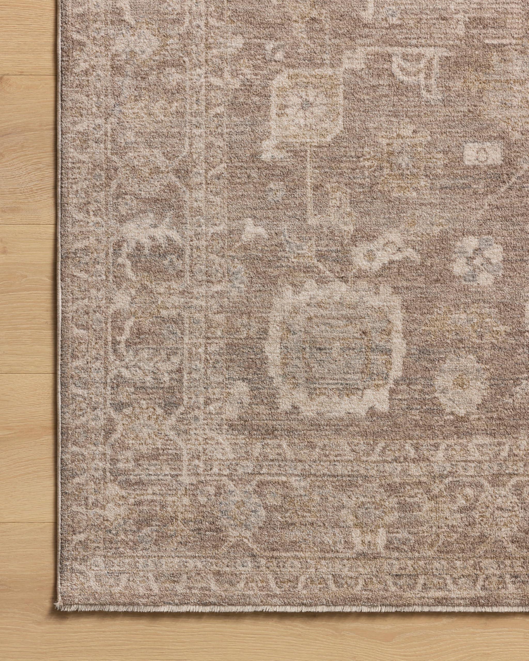 Loloi Loloi Chris Loves Julia Louisa Collection LOI-03 Taupe/Ivory 5'-3" x 5'-3", .38" Pile Height, Round Area Rug