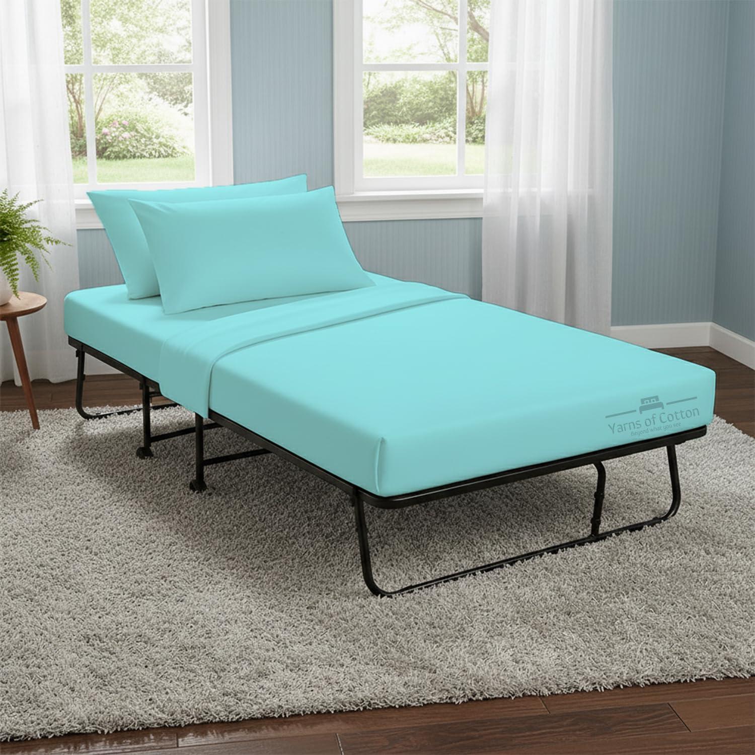 Yarns of Cotton Yarns of Cotton 4 Pcs Sheets for Cot Bunk Bed - 25 in x 75 in Taupe Solid - Cot Size Sheets 4\"-8\" Deep Pocket - Perfect for Cot Size Bunk Beds/Narrow Twin/Rv Bunk/Guest Bed/Camping Cot