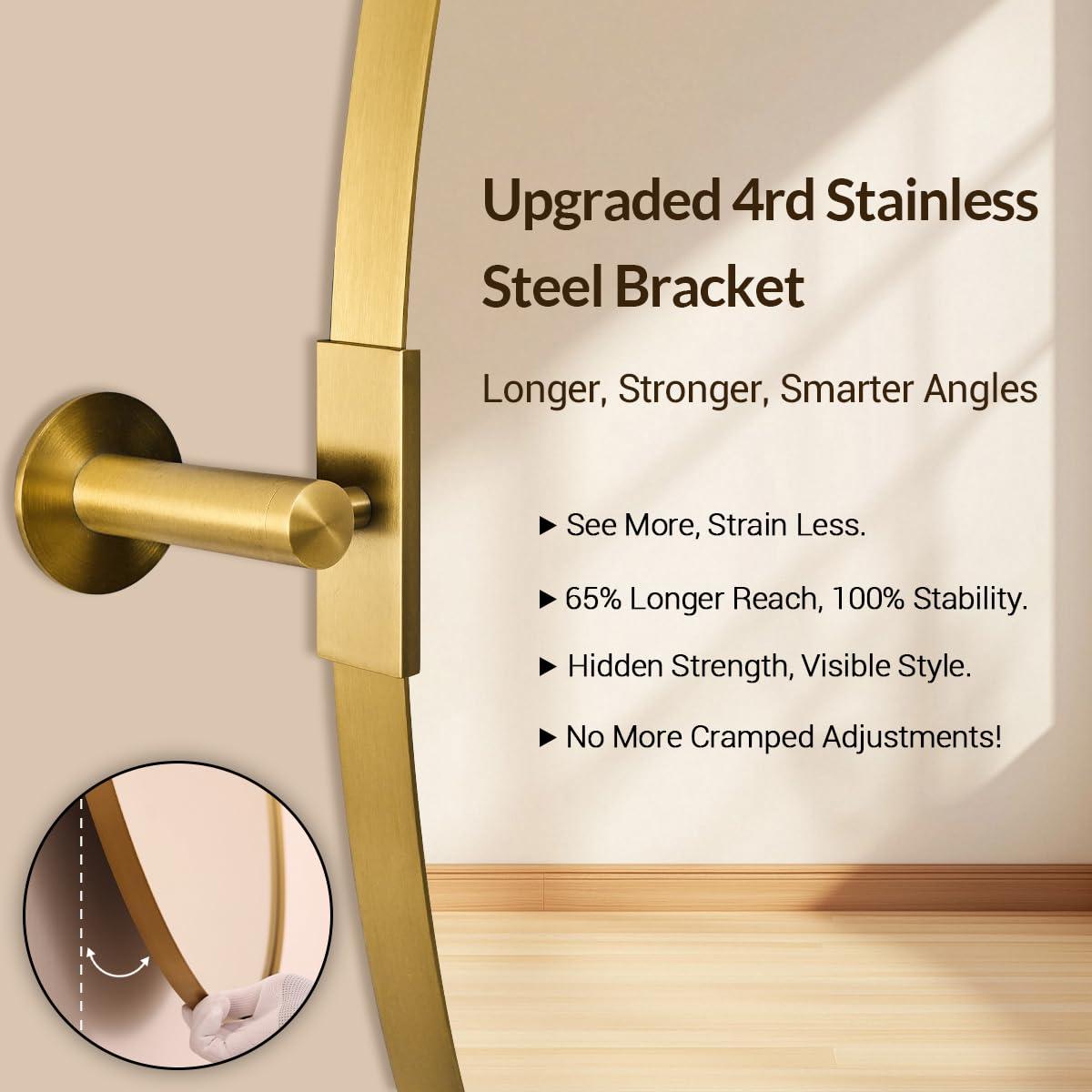 ANDY STAR ANDY STAR Gold Oval Mirror, Oval Pivot Bathroom Mirror, Brushed Gold Oval Pivot Mirror Bathroom Stainless Steel Metal Frame Tilting Vanity Wall Mirror Hangs Vertical