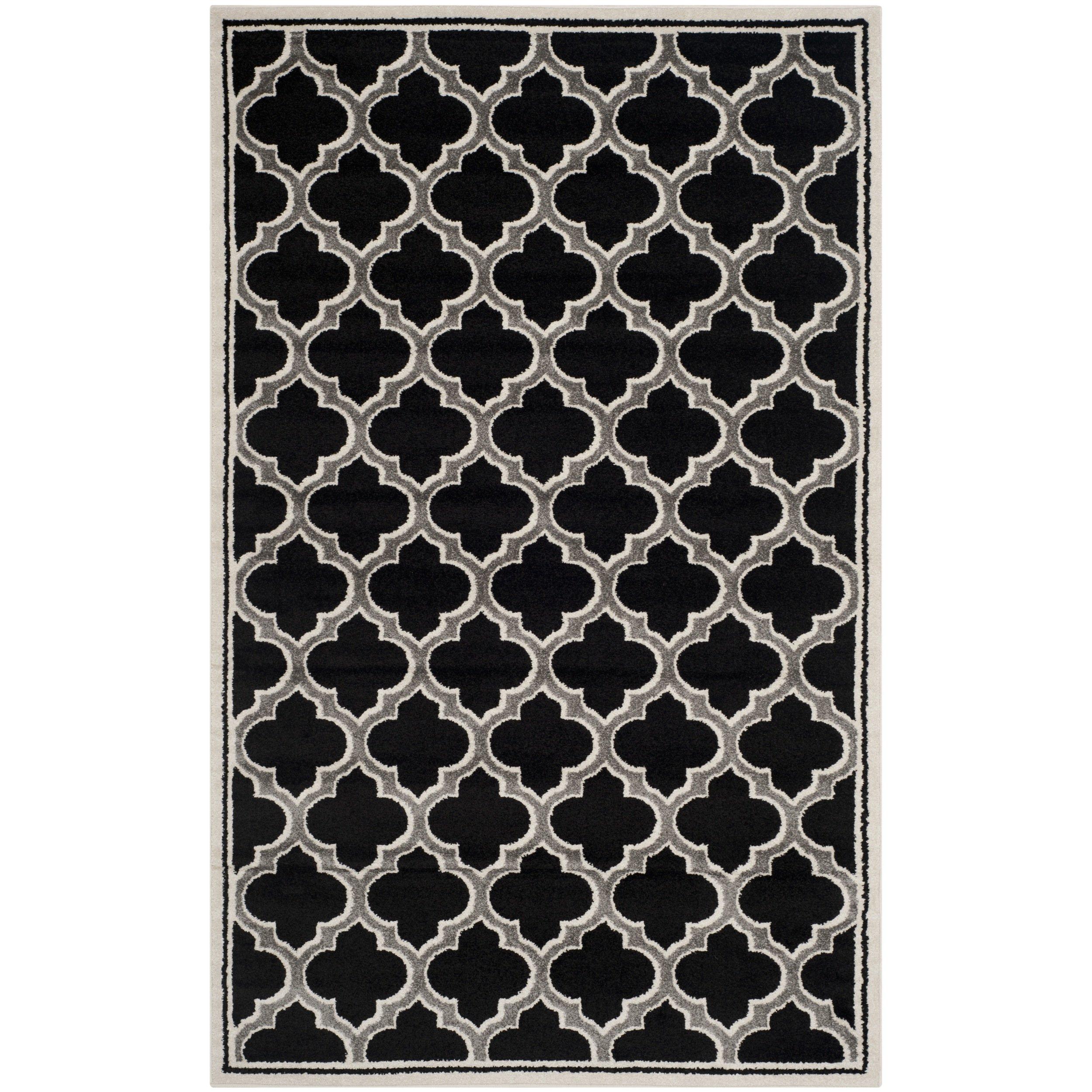Safavieh SAFAVIEH Amherst Collection Area Rug - 6' x 9', Anthracite & Ivory, Moroccan Geometric Design, Non-Shedding & Easy Care, Ideal for High Traffic Areas in Living Room, Bedroom (AMT412G)