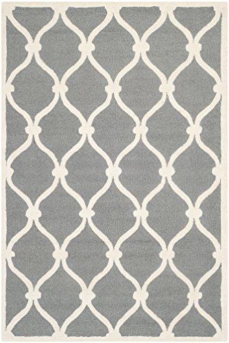 Safavieh SAFAVIEH Cambridge Collection 6\' Square Dark Grey/Ivory CAM710D Handmade Moroccan Premium Wool Area Rug