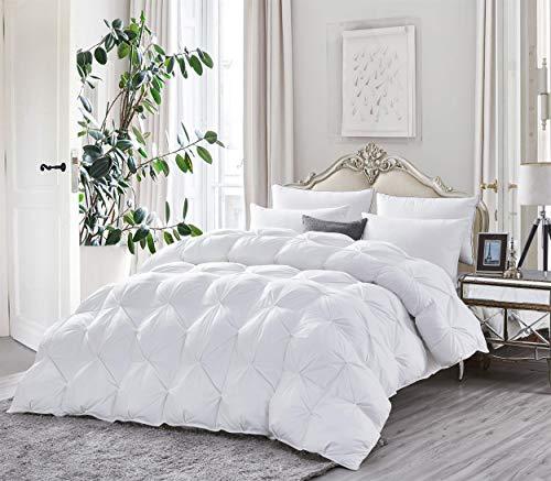 Egyptian Bedding Luxurious Heavy Goose Down Comforter Duvet Insert, Classic Pinch Pleat Style, 70 oz. Fill Weight, 1200 Thread Count 100% Egyptian Cotton Shell (California King)