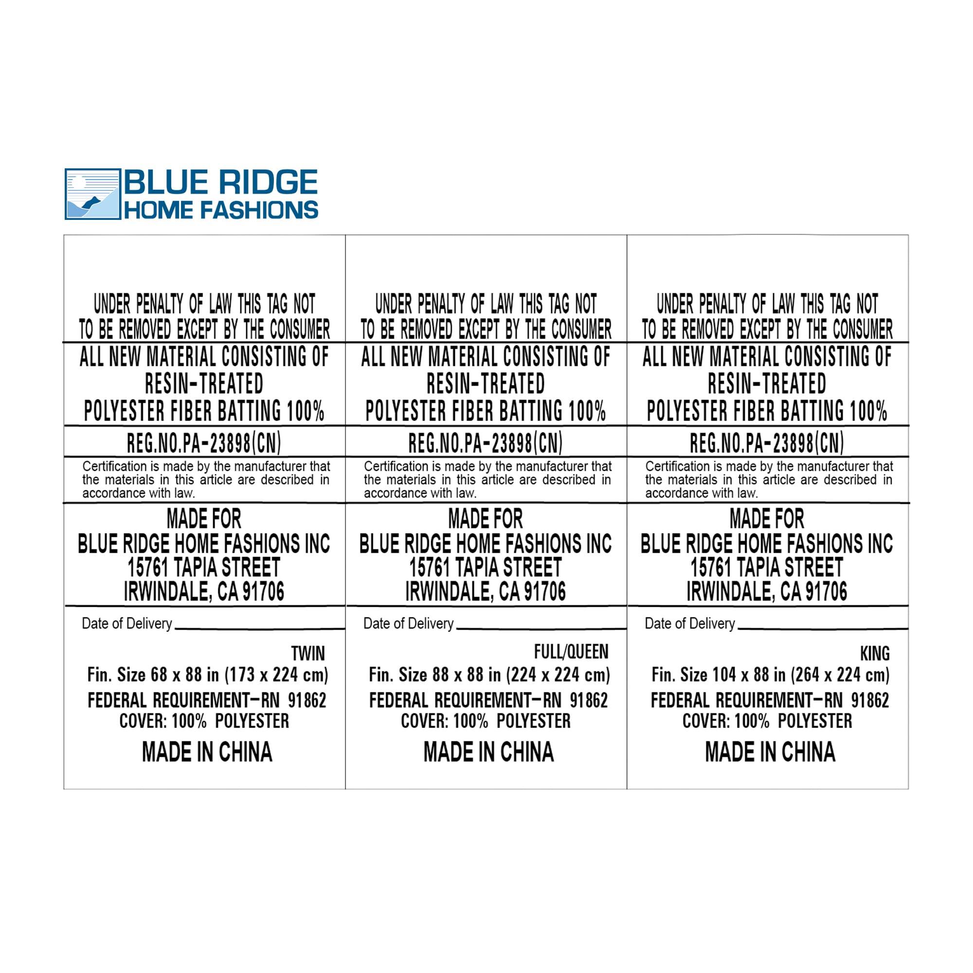 Blue Ridge Home Fashions Blue Ridge Home Fashions Microfiber Light Weight Solid Down Alternative All Season Comforter - Hypoallergenic Polyester Fill Twin