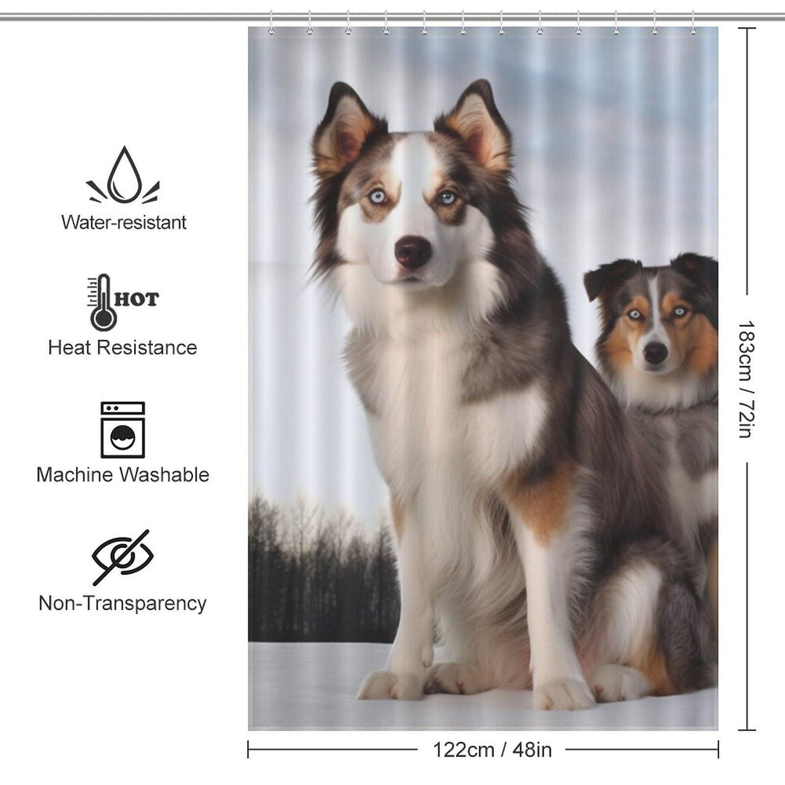 LXTDPBK LXTDPBK Shower Curtain Waterproof Bathroom Shower Curtains Dogs Heavy Duty Shower Curtain Liner with 12 Plastic Hooks Fabric Shower Curtains for Showers Bath Tubs 72\'\' X 72\'\'