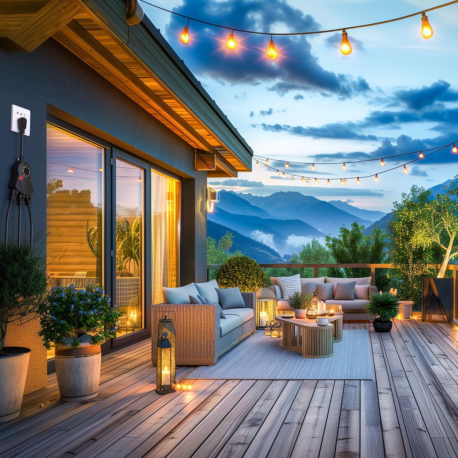 Brightown Outdoor Light Timer Waterproof, 24 Hours Plug in Timer with 2, 4, 6 or 8 Hours Countdown Mode, 3 Grounded Electrical Outlet for Outdoor Backyard Garden Patio Lights