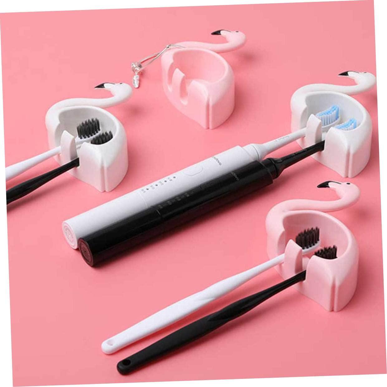 Ciieeo Ciieeo 2Pcs Pink Flamingo Toothbrush Holder with Suction Cup Design Stylish Bathroom Accessories for Toothbrushes and Toothpaste Storage