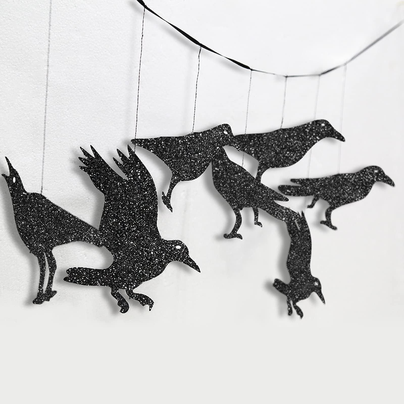 Cheerland Cheerland Crow & Cage Garland Black Gothic Decorations Indoor Raven Decor Horror Birthday Party Supplies Decor Black Crow Halloween Banner