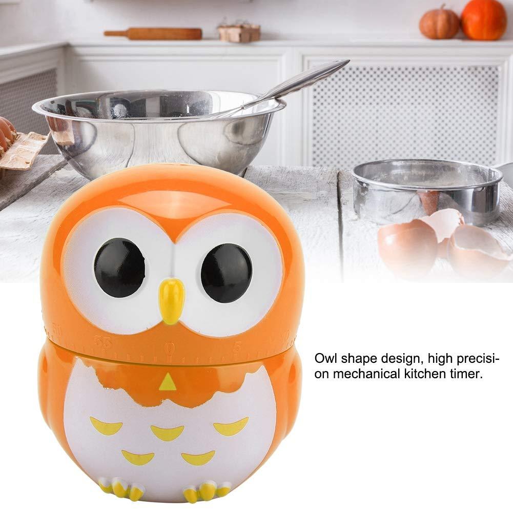 yaogohua Cute Owl Kitchen Timer, Manual Timer Mechanical Counters Clock Egg Timer for Cooking Timing Tool, Classroom Timers for Teachers(Orange)