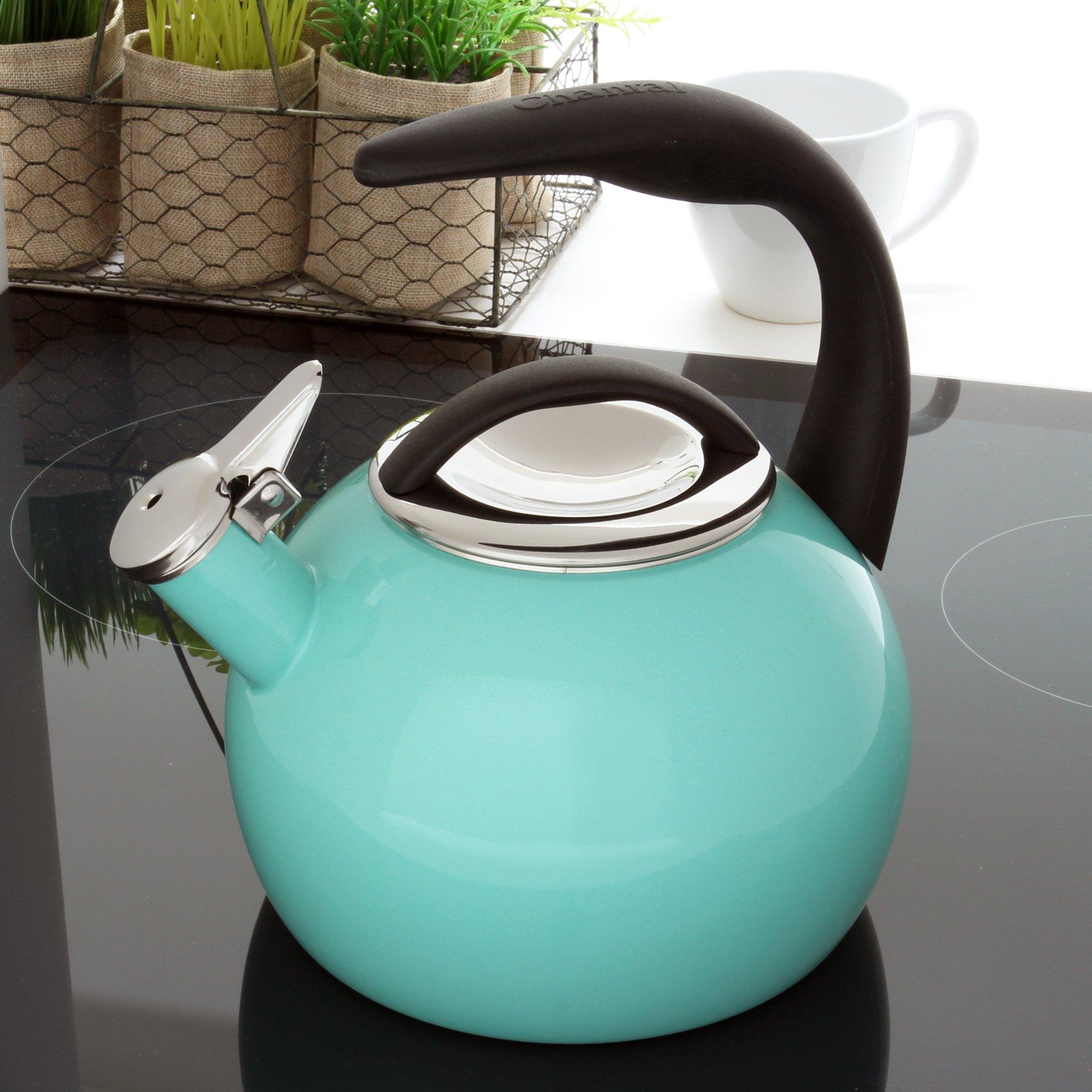 Chantal Chantal 40Th Anniversary Tea kettle, 2 Quart, Enamel Carbon steel, Whistling, Aqua