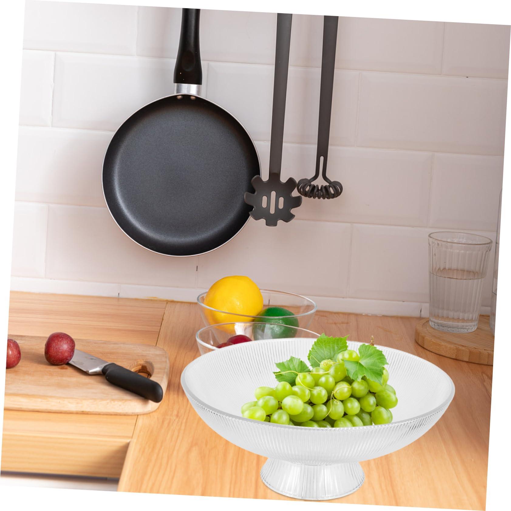 GRIRIW GRIRIW Footed Fruit Serving Plate Large Glass Bowl for Centerpiece Fruit Bowl in Kitchen