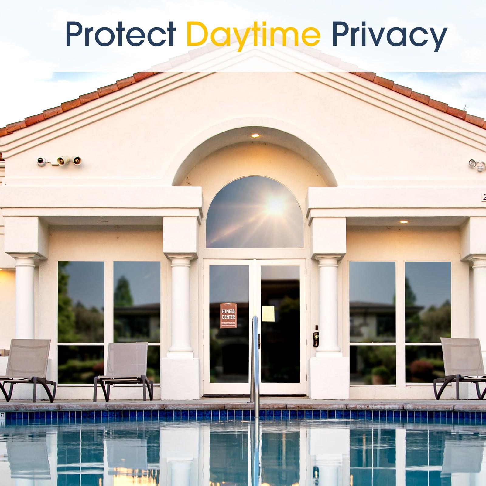Coavas Coavas One Way Privacy Window Film, Daytime Window Film See Out Not in, Reflective Window Tint Heat Blocking, Static Cling for Home Office, 35.4 Inch X 9.8 Feet