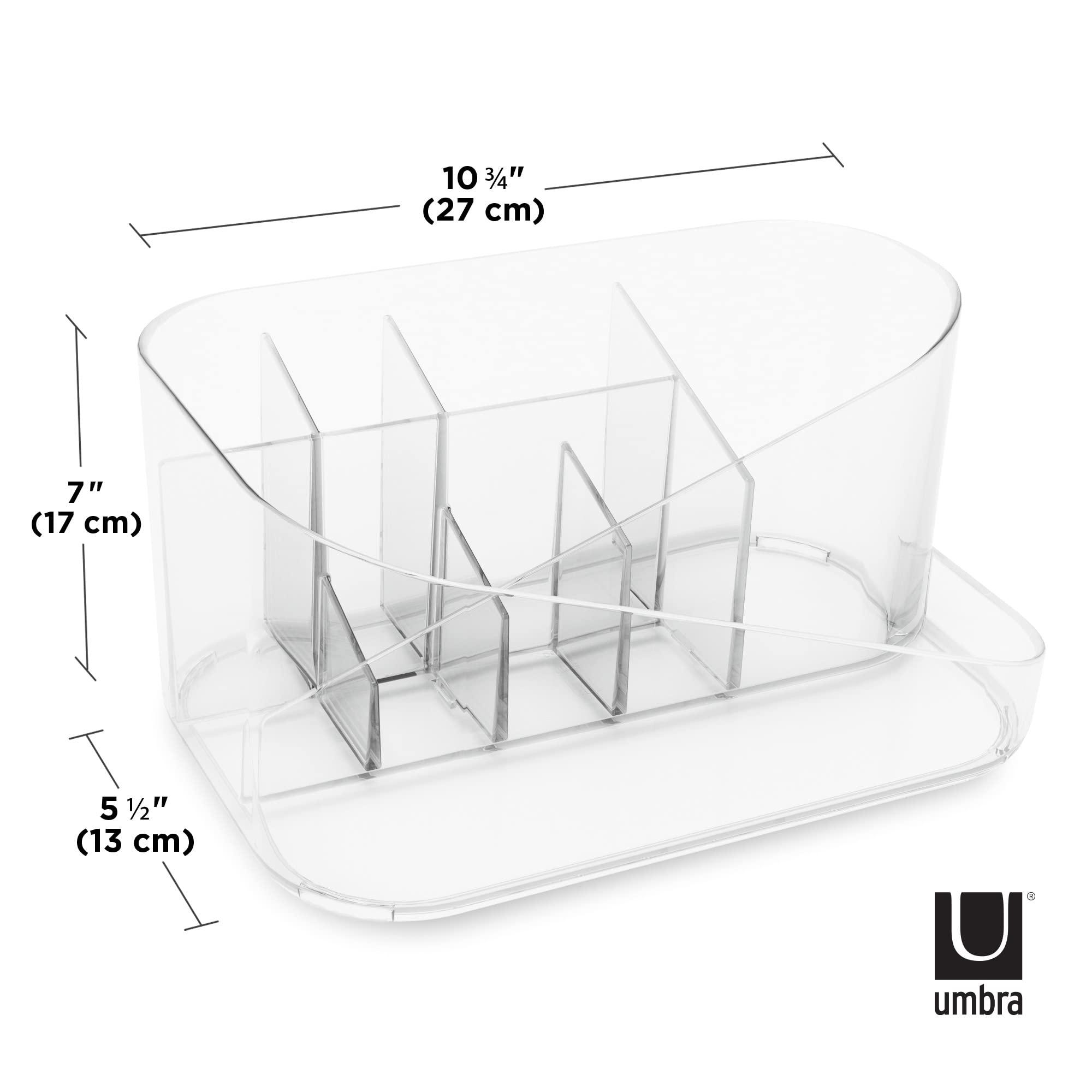 Umbra Umbra Glam Organizer, Countertop Makeup and Cosmetic Multi-Function Storage with Dividers, Clear