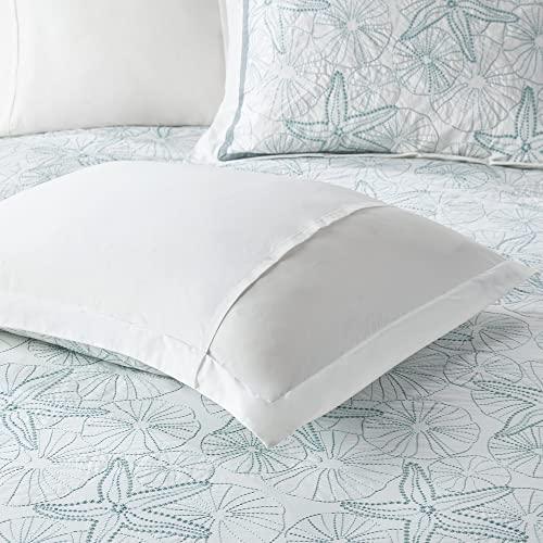 Harbor House Harbor House 100% Cotton Duvet Cover, Embroidered Coastal Seashells, Starfish Duvet Cover Set – Light Weight Bed Comforter Covers, Maya Bay White Blue King/Cal King (106"x90") 3 Piece
