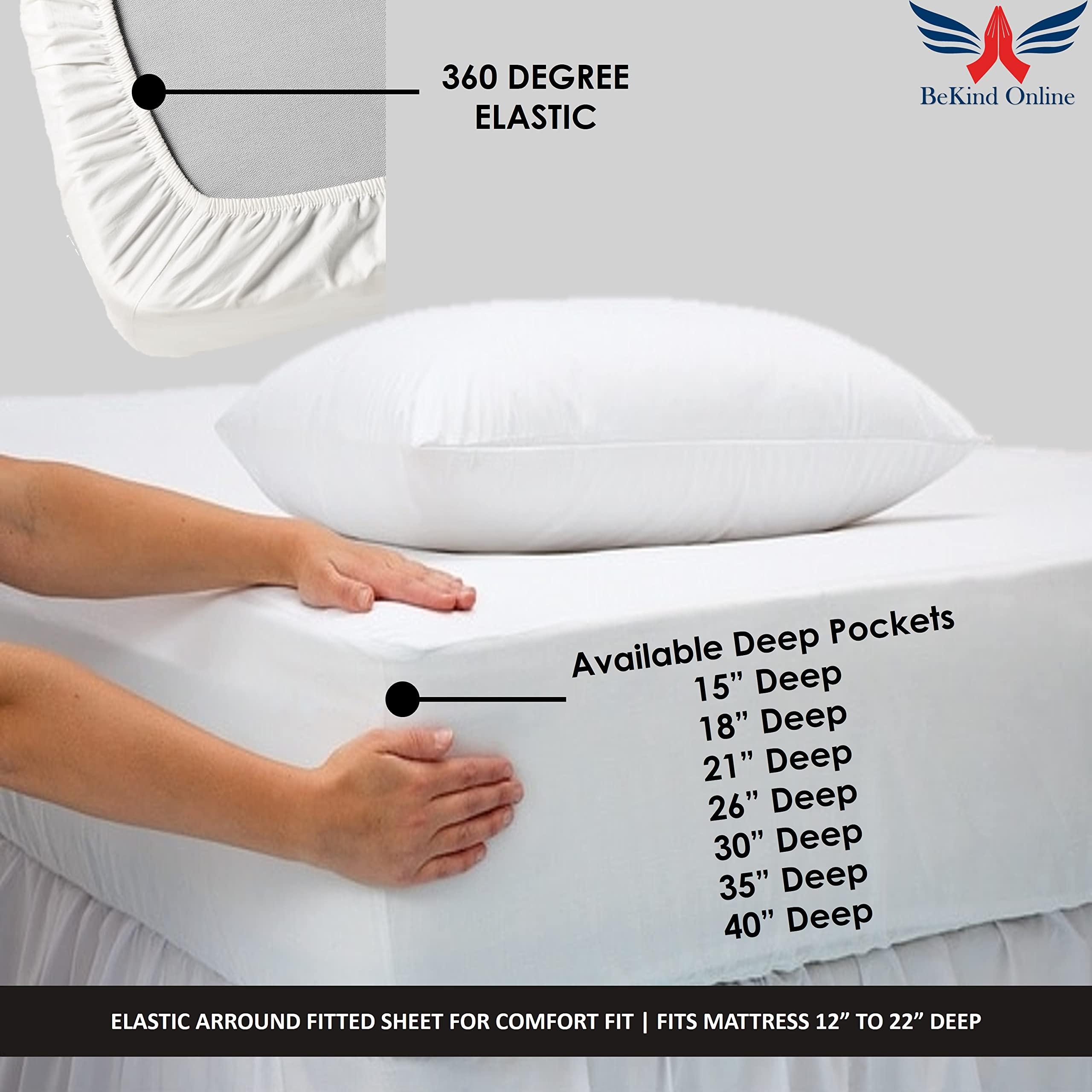 BeKind Online Texas King - 80\" x 98\" Size Luxury 800 Thread-Count 100% Egyptian Cotton Bed Sheets Sheet Set Sateen Weave for Soft & Silky Feel Long Staple Cotton 30 Inch Deep-Pockets - Texas King, Burgundy