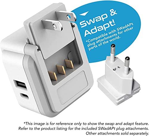 Ceptics Ceptics Israel, Jordan Power Plug Adapter Travel, 20W PD & QC, Safe Dual USB & USB-C 3.1A -2 USA Socket - Use in Jerusalem, Palestine, UAE - Includes Type H, Type C, Type G Swadapt Attachments