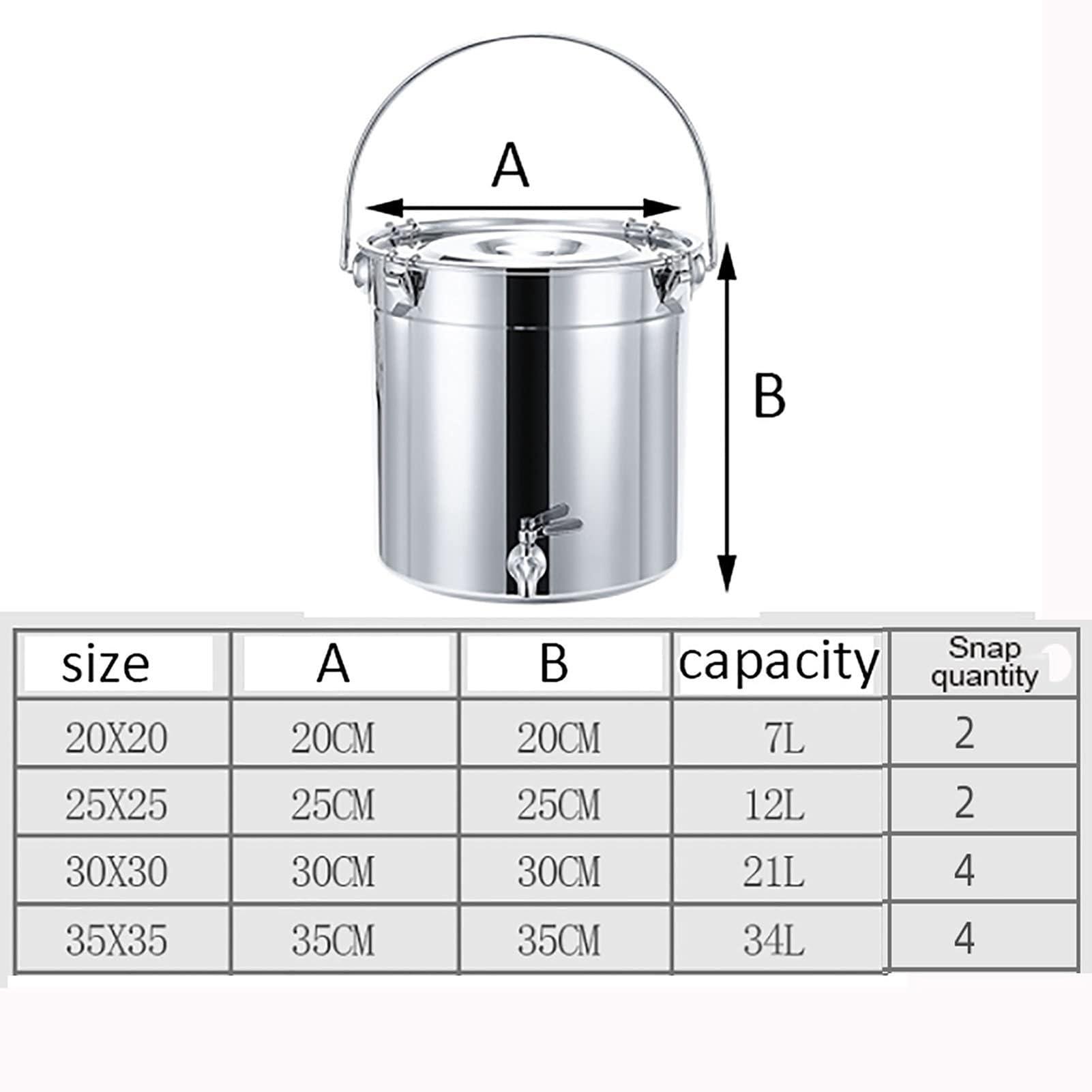 THEGA Stock Pot with Spigot - Large Stock Pot, 201 Stainless Steel Soup Bucket/Sealed Bucket/Transportation Bucket, Wine Tank with Tap, for Water Milk Tea Milk Storage Bucket (Size : 7L)