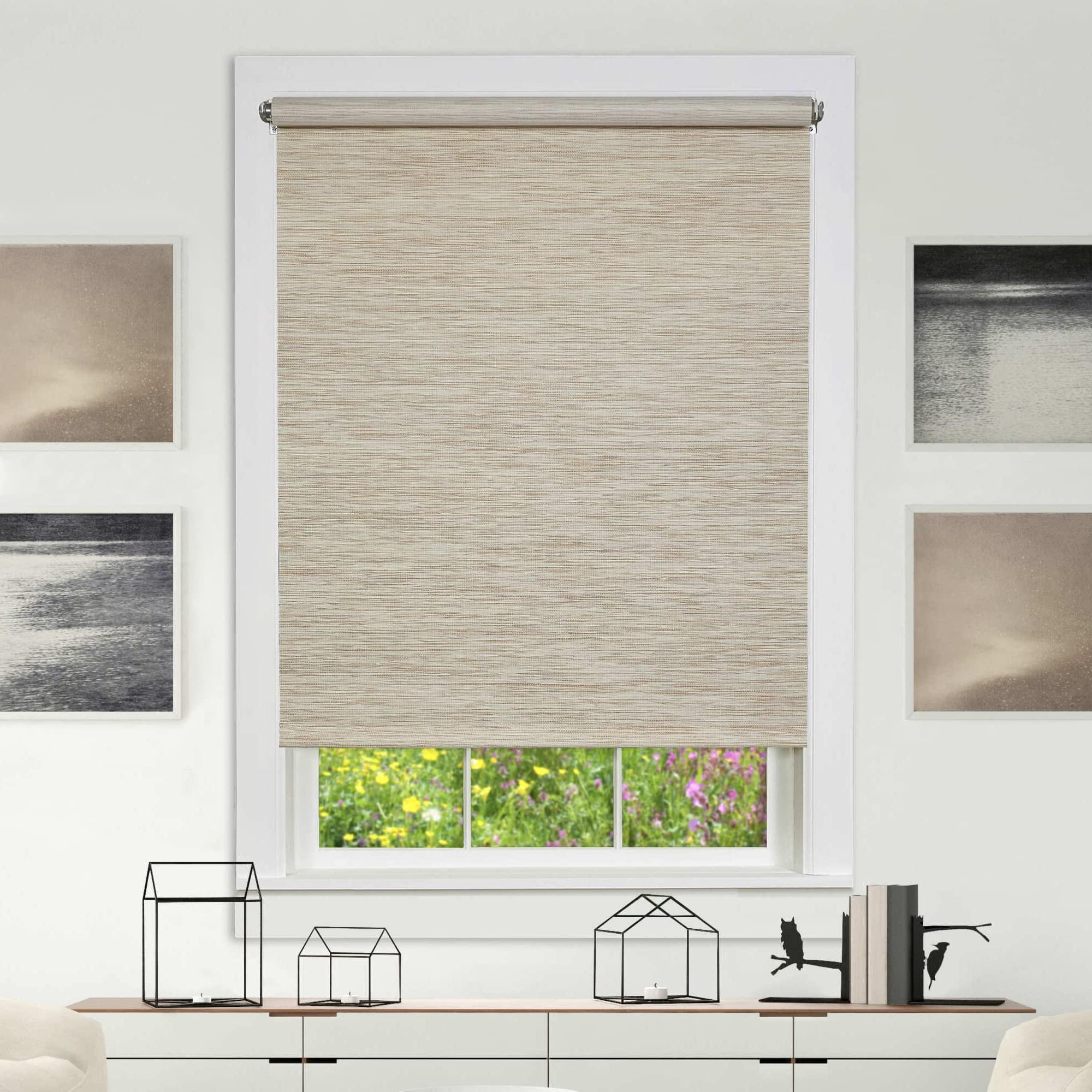 Achim Home Furnishings Cordless Privacy Jute Window Roller Shade - 59 Inch Width, 72 Inch Length - Natural - Light Filtering Woven Natural Fiber Horizontal Windows Blinds by Achim Home Decor