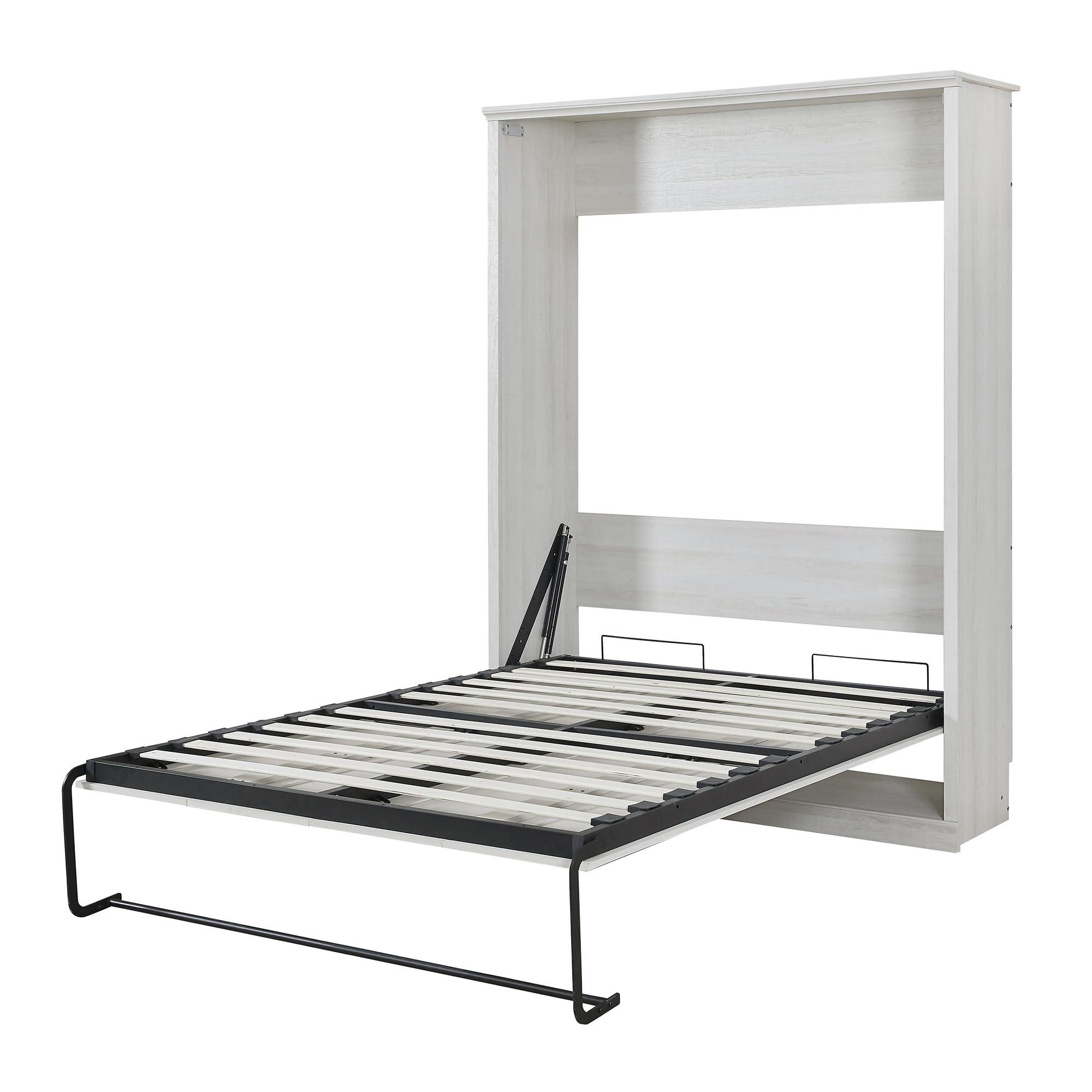 Harper & Bright Designs Harper & Bright Designs Queen Size Murphy Bed, Wood Queen Wall Bed Cabinet Bed, Rustic White