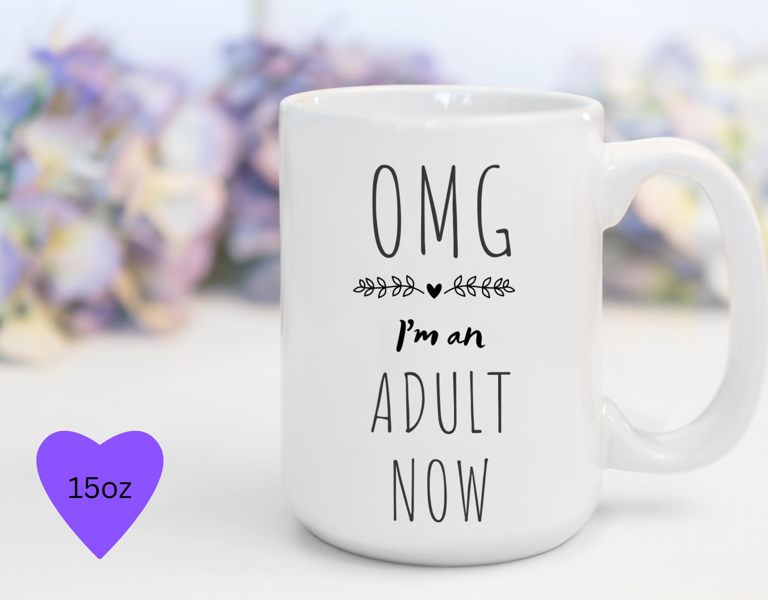 Generic Coffee Mug for 18th Birthday, OMG I\'m an Adult Now, Novelty Funny Mug, Gift for Son, Daughter, Grandchild, Hunour Present for Eighteenth