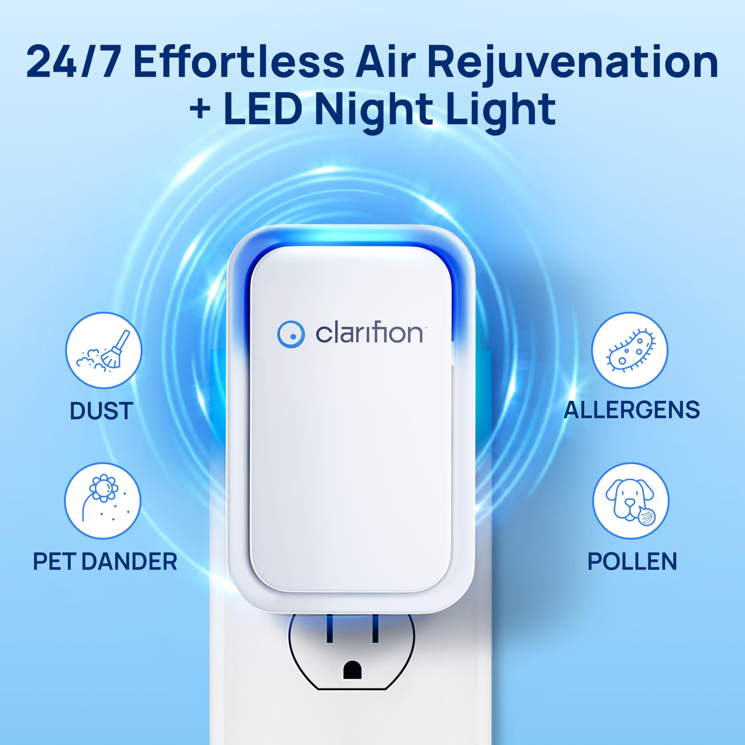 Clarifion Clarifion - Air Ionizers for Home (3 Pack), Negative Ion Filtration System, Quiet Air Freshener for Bedroom, Office, Kitchen, Portable Air Filter Odor, Smoke Dust, Pets, Eliminator, Mini Air Cleaner
