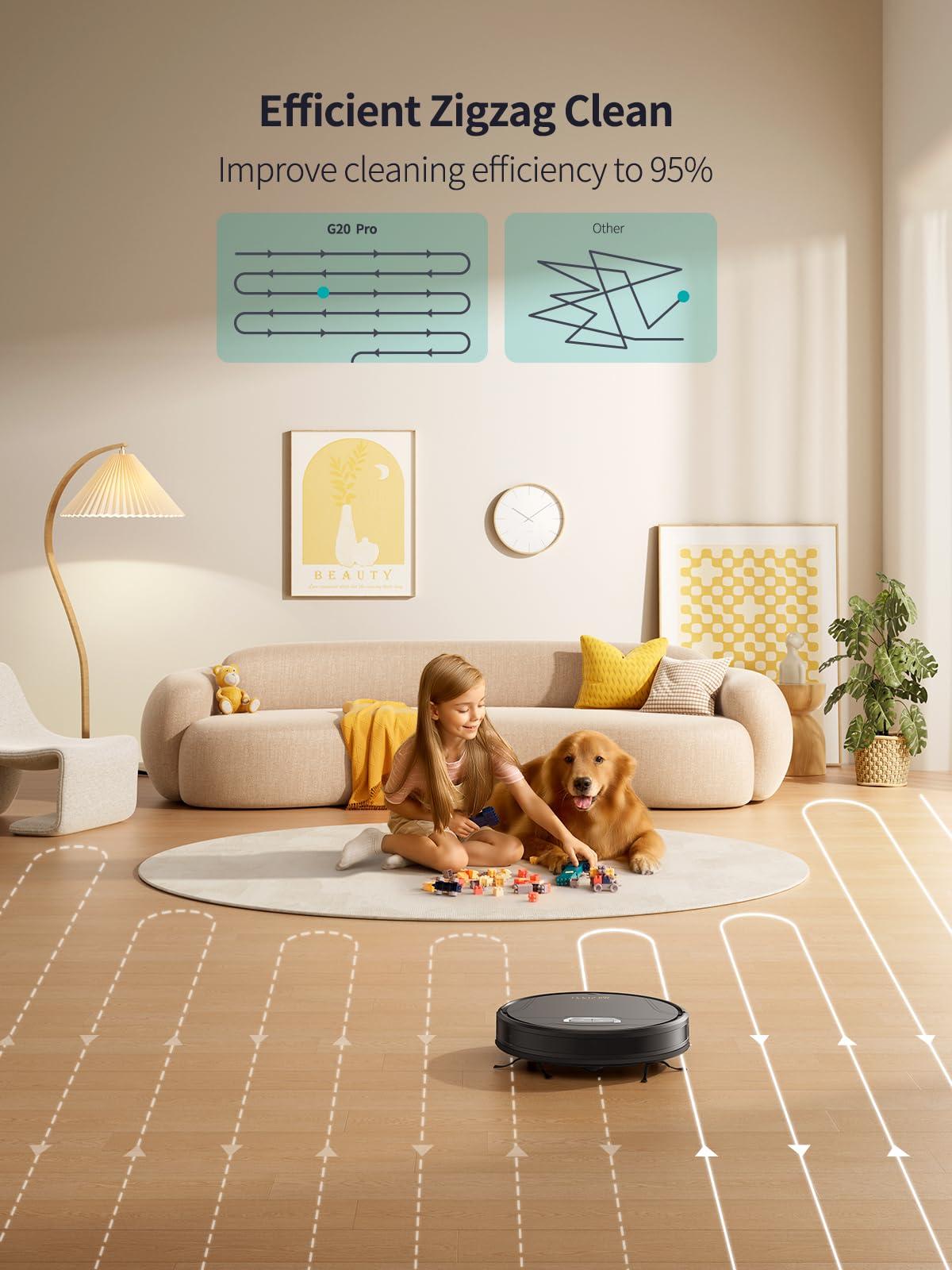 Airzeen Airzeen Robot Vacuum Cleaner with 4500Pa Strong Suction, 3 in 1 Robot Vacuum and Mop, Carpet Auto-Boost, Self-Charging, 2.9Slim Design, Remote/App/Alexa Control, Ideal for Pet Hair/Carpet/Hard Floor